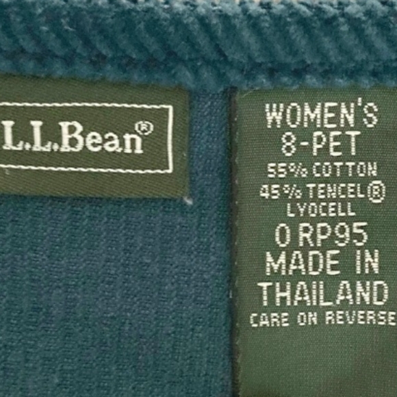 Vtg LL Bean Corduroy Jumper Blue dress Size 8 petite overall Cottage 90s Modest - Picture 11 of 11